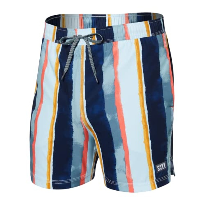 Saxx Mens Regular fit Swim Trunks Swimwear Large / 5 Blue Striped