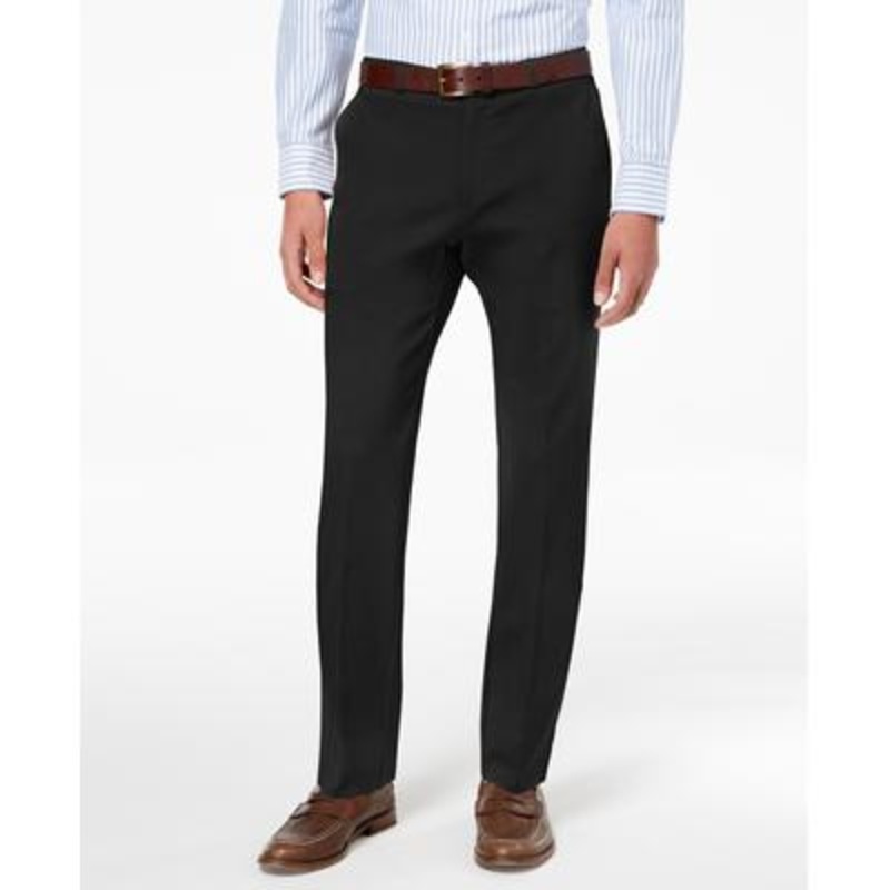 Tommy Hilfiger Mens Regular fit Dress Pants 38 / 29 Black Solid Stretch