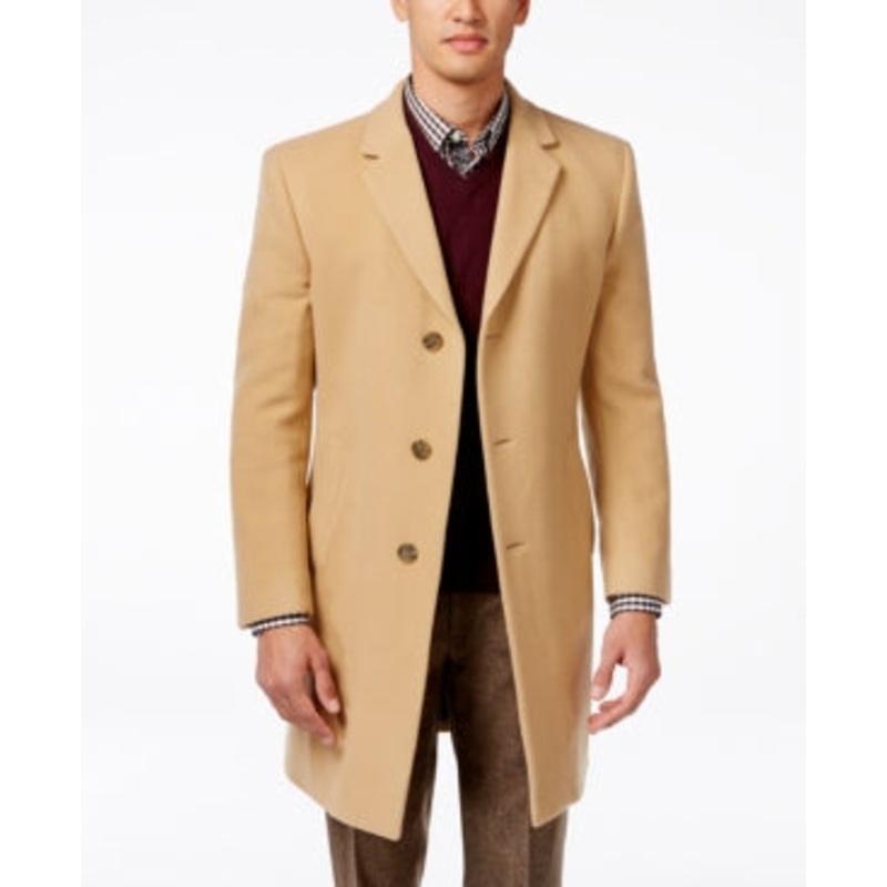 Tommy Hilfiger Mens Slim fit Overcoat Coat 48 L Beige Solid