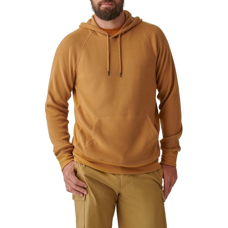 Bass Outdoor Men's Bay Stretch Waffle Knit Hoodie Sweatshirt Bone Brown 2XL