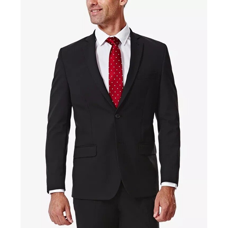 HAGGAR J.M. Mens Slim-Fit 4-Way Stretch Suit Jacket 42R Black