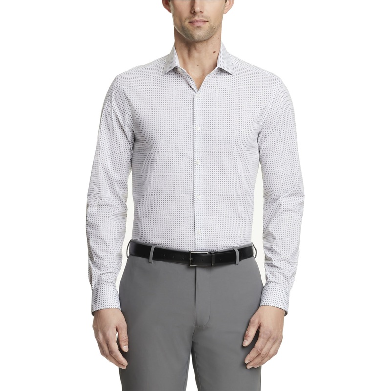 Van Heusen Men's Never Tuck Slim Fit Dress Shirt Vine White 16 16.5 32 33