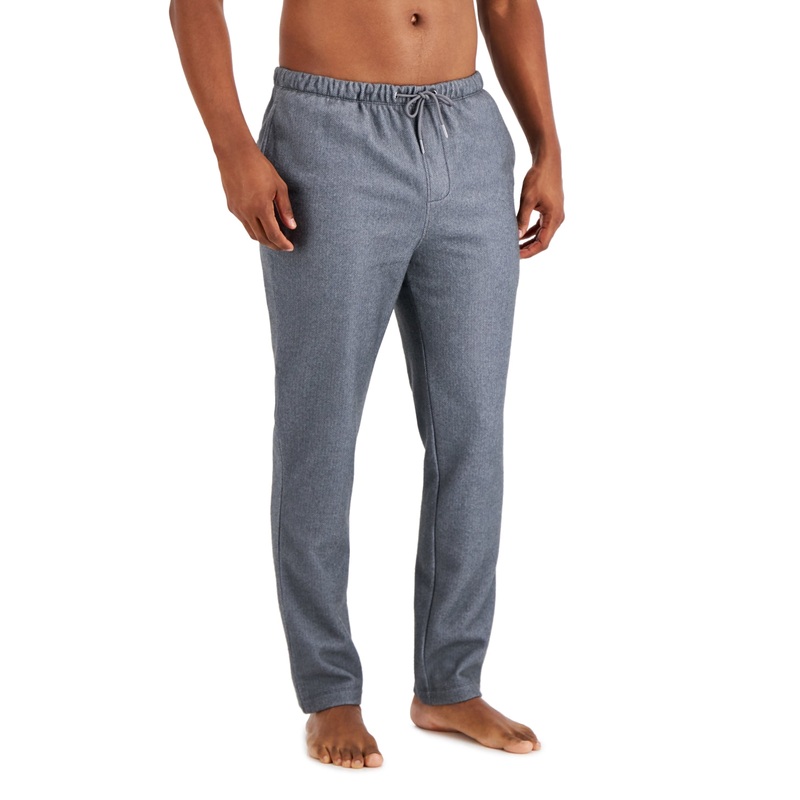 Alfani Men's Fleece Lounge Sweat Pants Gray Herringbone Medium