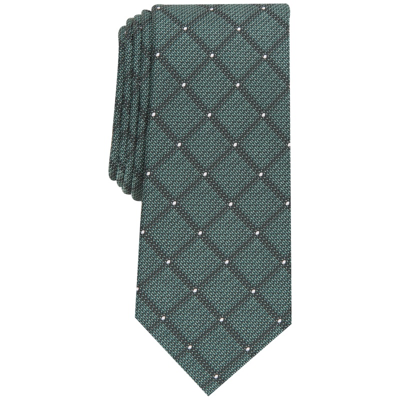 Alfani Men's Slim Dot Grid Tie Green Necktie