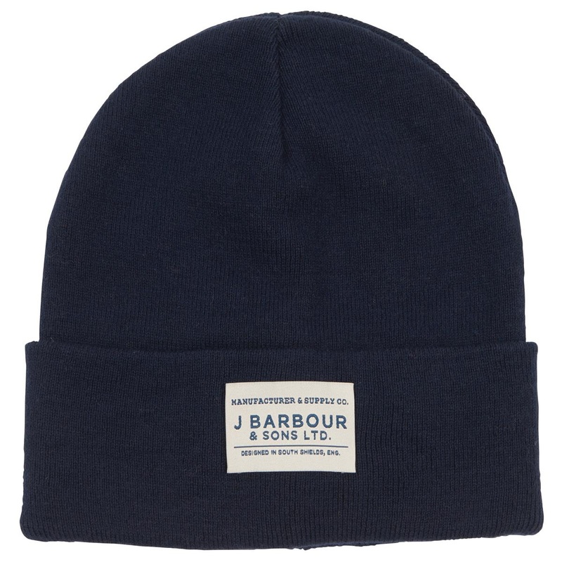 Barbour Men's Nautical Logo Beanie  Hat Navy Blue