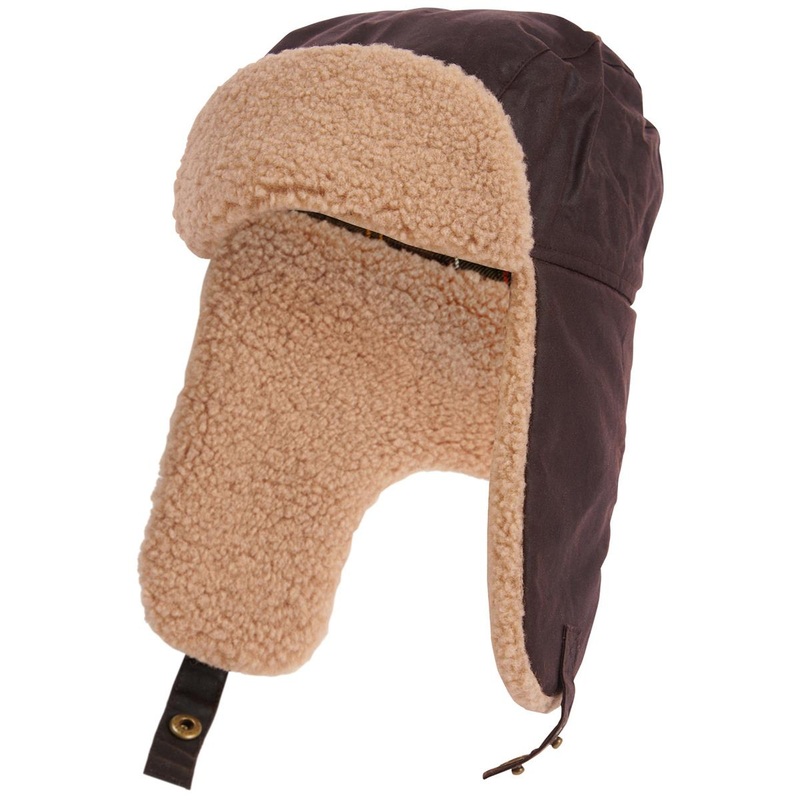 Barbour Mens Morar Wax Trapper Hat Rustic Brown Small