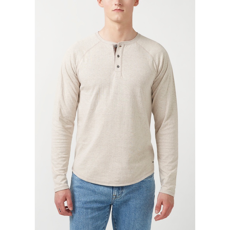 Buffalo Jeans Mens Long Sleeve Henley Shirt Beige XXL