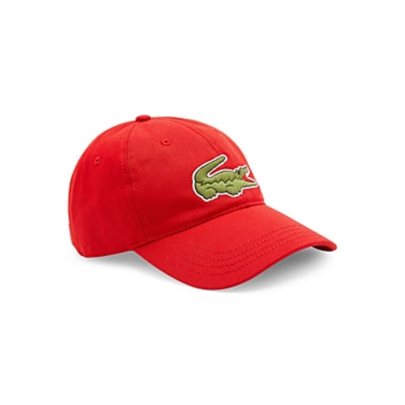 Lacoste Mens Organic Cotton Twill Logo Baseball Hat Red