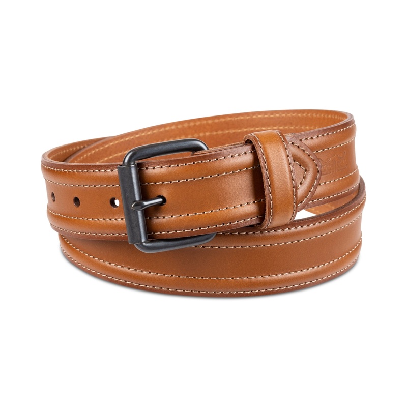 Levi's Men's Trapunto Detail Leather Workwear Belt Tan Large 38 to 40