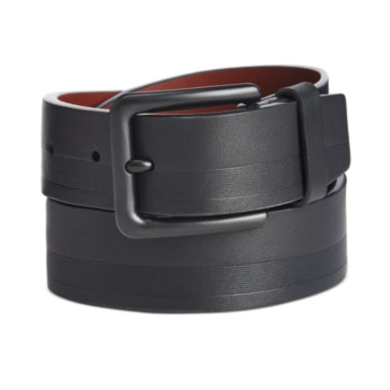 Original Penguin Men's Faux Leather Embossed Casual Belt Black Size 40