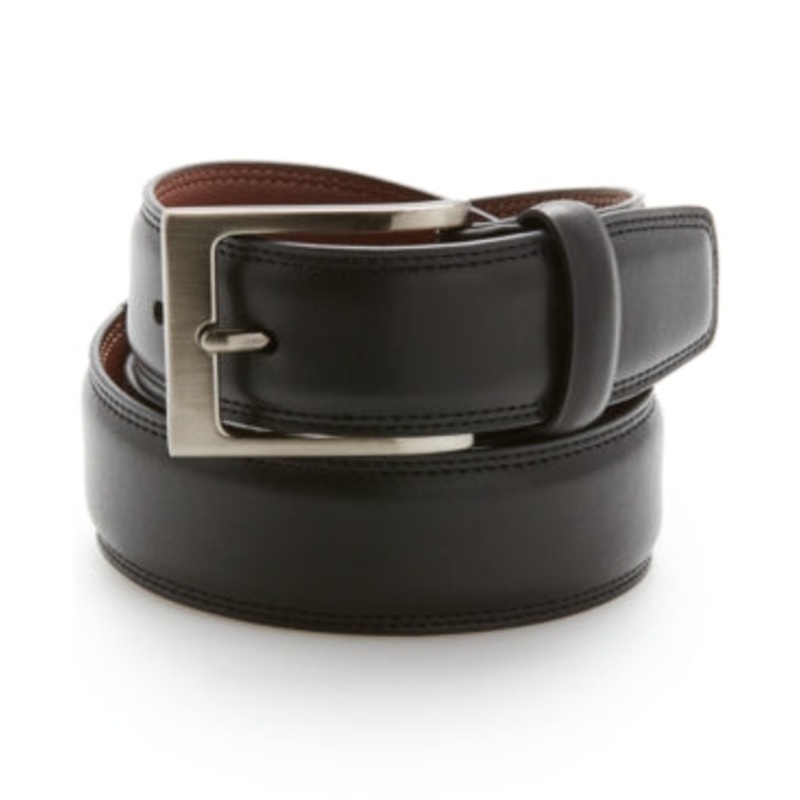 Perry Ellis Portfolio Men's Big and Tall Full Grain Leather Belt Black 46