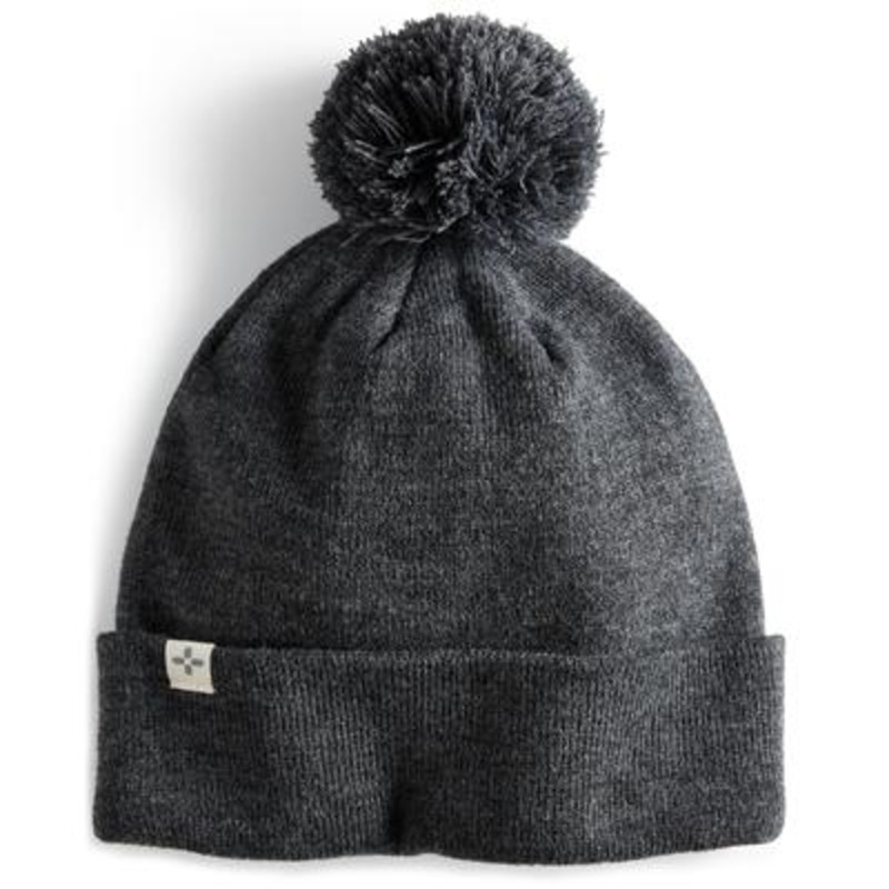 Sun Stone Men's Solid Pom Beanie Hat Charcoal Grey