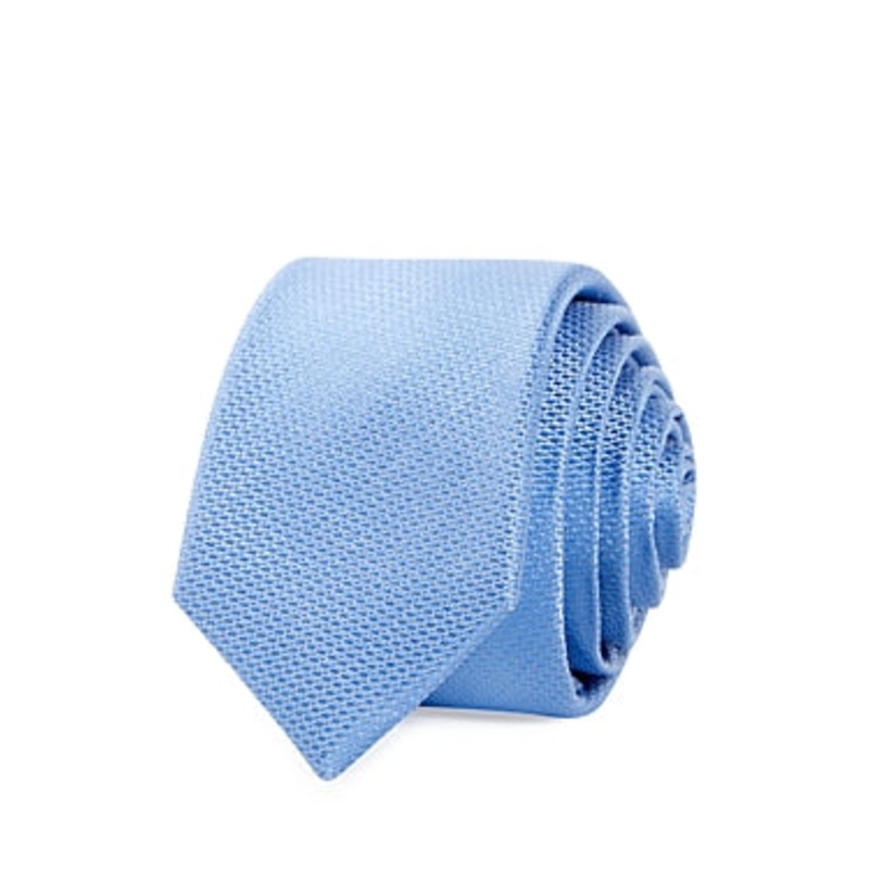 The Men's Store  Textured Silk Skinny Tie Light Blue Necktie