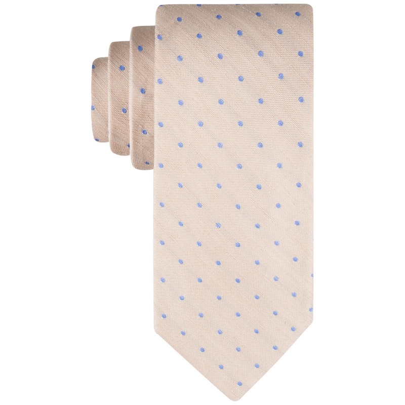 Tommy Hilfiger Men's Linen Dot Tie Beige Necktie