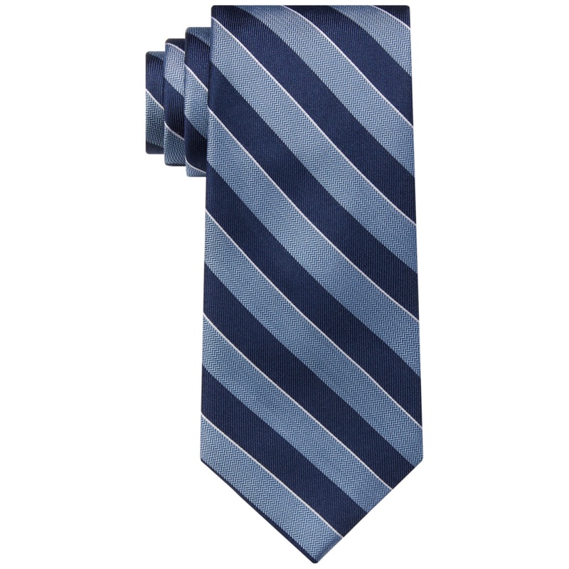 Tommy Hilfiger Men's Luca Stripe Tie Blue Necktie