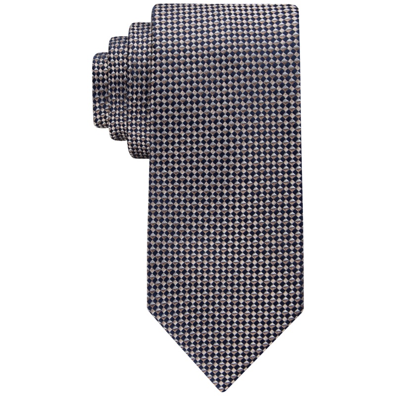 Tommy Hilfiger Men's Micro Geo Tie  Navy Blue Beige Necktie