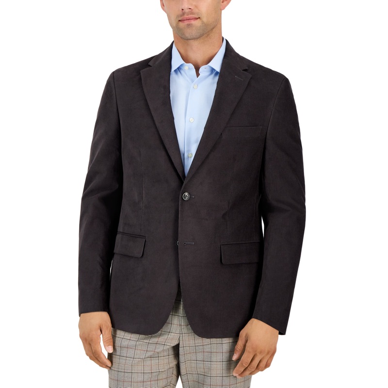 Tommy Hilfiger Men's Modern Fit Corduroy Sport Coat Blazer Grey 36R