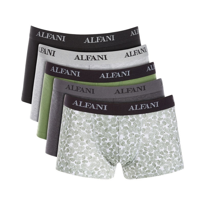 Alfani Men's 5 Pack Moisture Wicking Trunks Green White Small