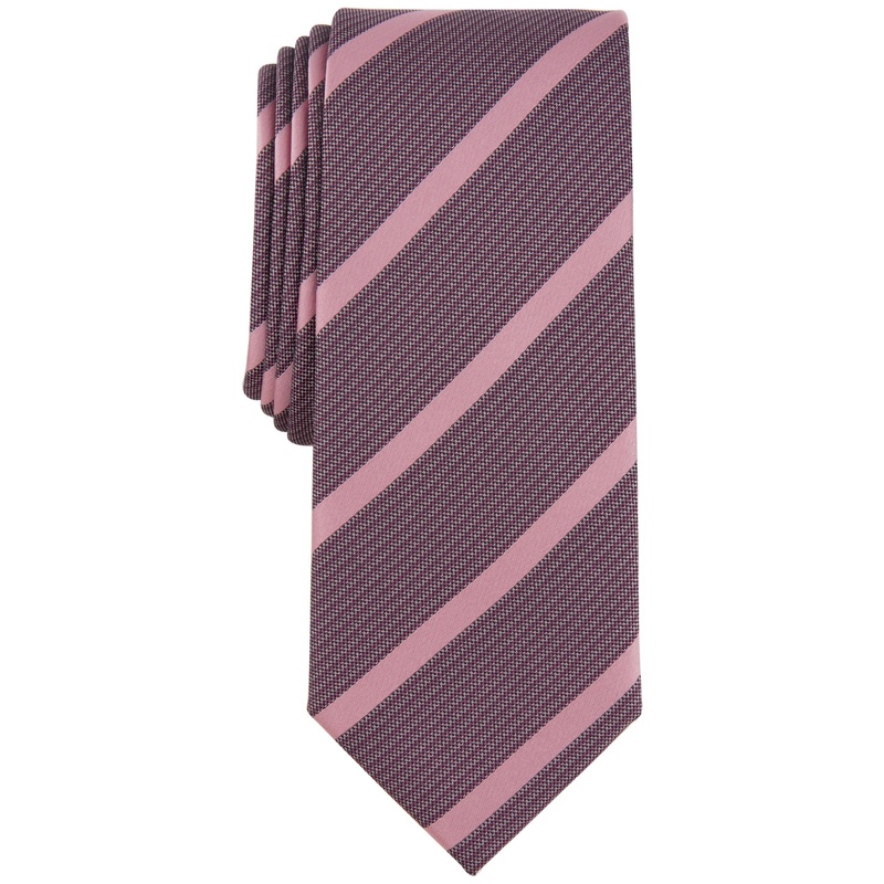 Alfani Men's Desbrosses Stripe Tie Mauve Red Necktie