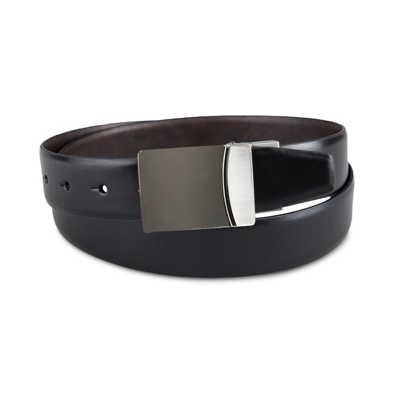 Alfani Men's Reversible Two Way Plaque Belt Black Brown Small 30 to 32
