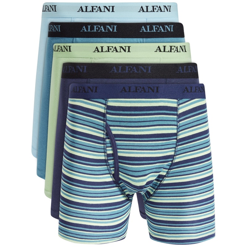Alfani Mens 5 Pack Moisture Wicking Boxer Briefs Blue Small