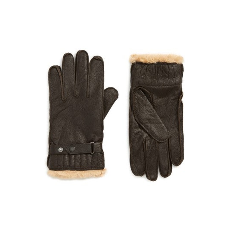 Barbour Mens Leather Utility Gloves  Brown Medium