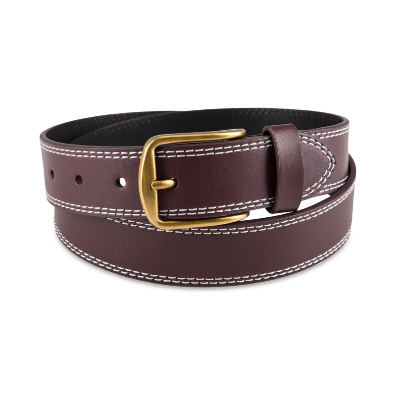Club Room Men's Double Stitch Belt Burgundy Red Large 38 to 40