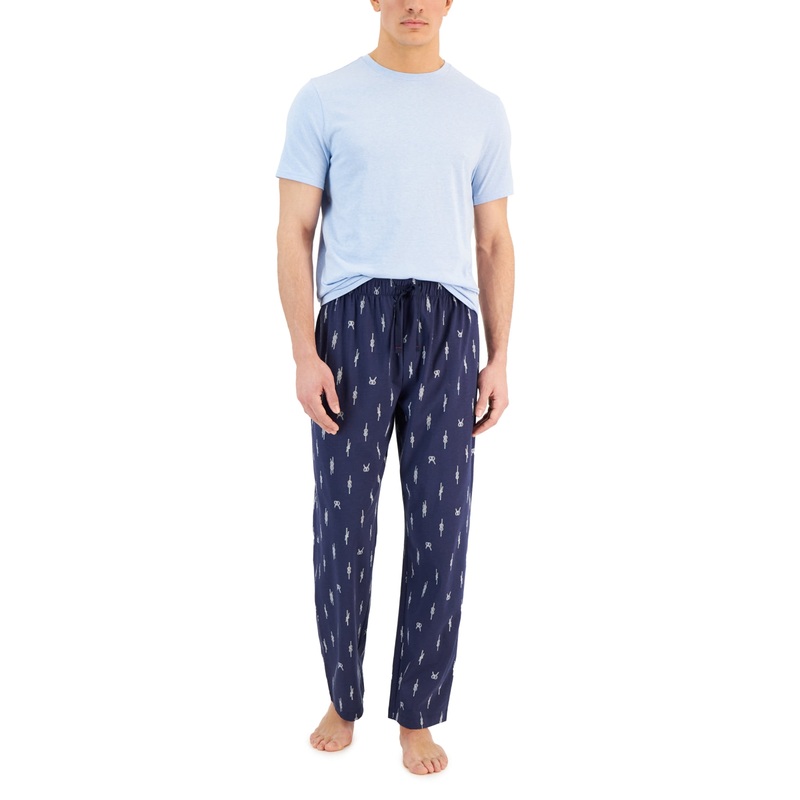 Club Room Men's T Shirt Nautical Knot Print Pajama Pants Set Blue Combo