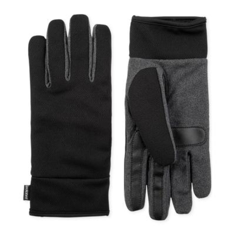 Isotoner Signature Men's Tech Stretch Gloves Charcoal Grey Black Medium