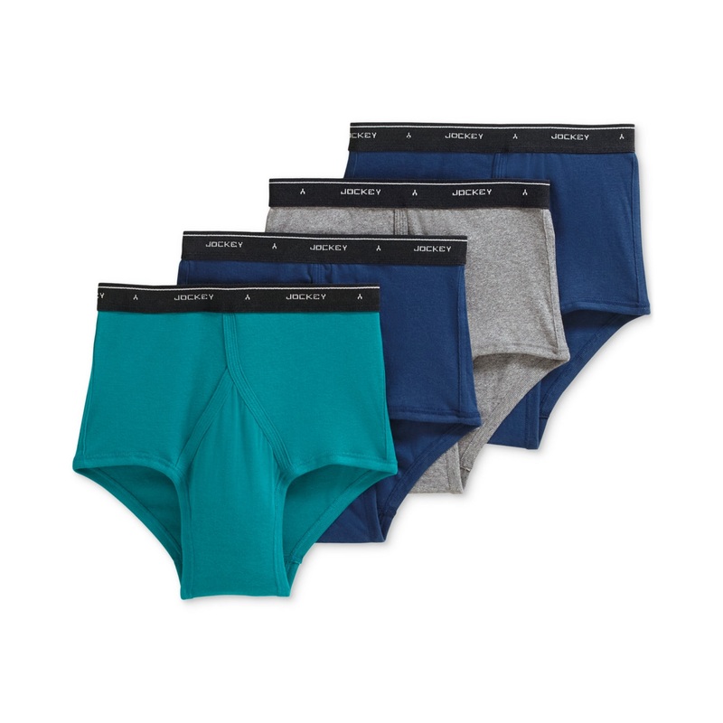 Jockey Mens 4 Pack Full Rise Briefs Blue Green Combo Size 36