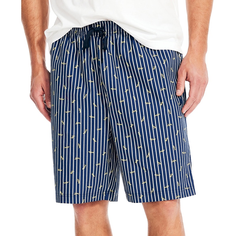 Nautica Men's Classic Fit Stripe Shark Print Sleep Pajama Shorts Blue Medium