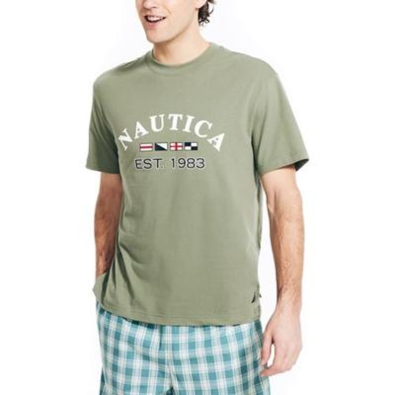 Nautica Men's Logo Graphic Sleep Pajama T Shirt Green Large