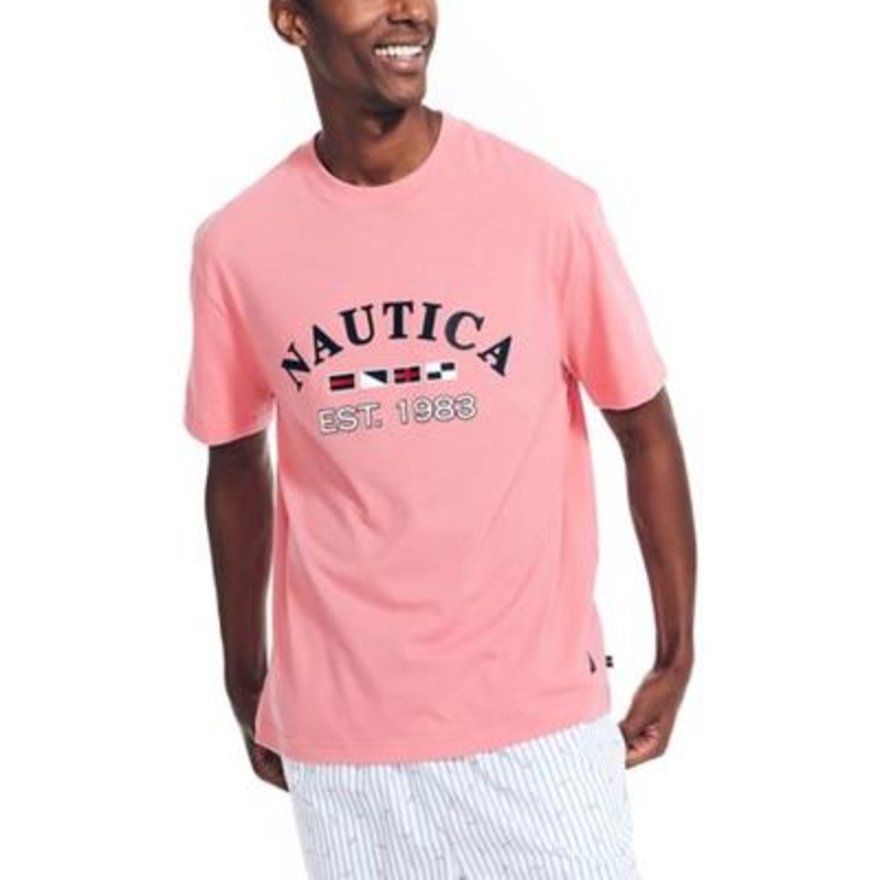 Nautica Men's Logo Graphic Sleep Pajama T Shirt Pink XL