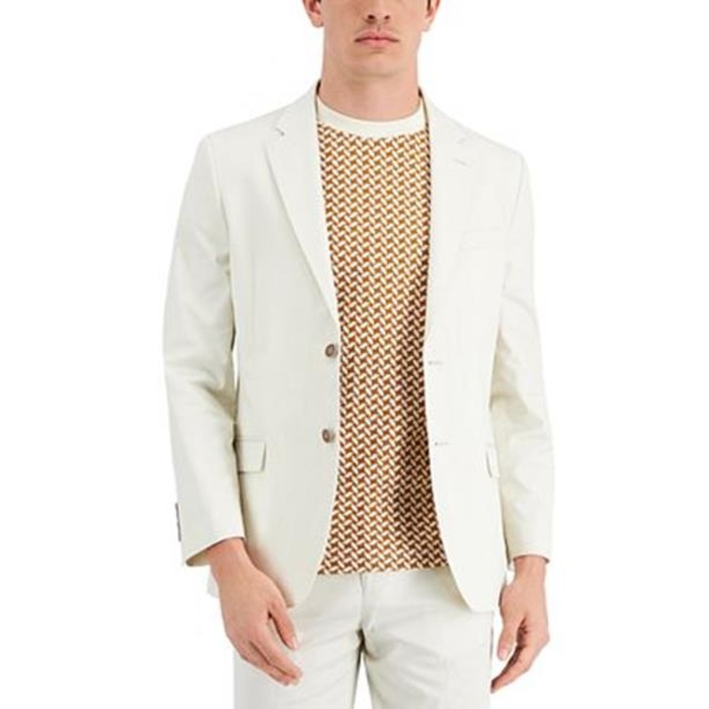 Nautica Men's Modern-Fit Stretch Cotton Solid Suit 40R Jacket Only White