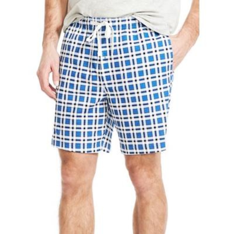 Nautica Men's Plaid Sleep Pajama Shorts Blue White Large