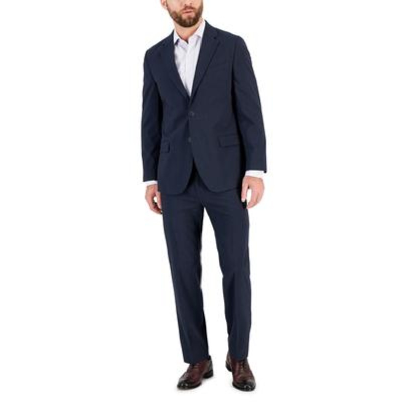 Nautica Mens Modern-Fit Bi-Stretch Suit 40L / 34 x 34 Navy Blue Tick