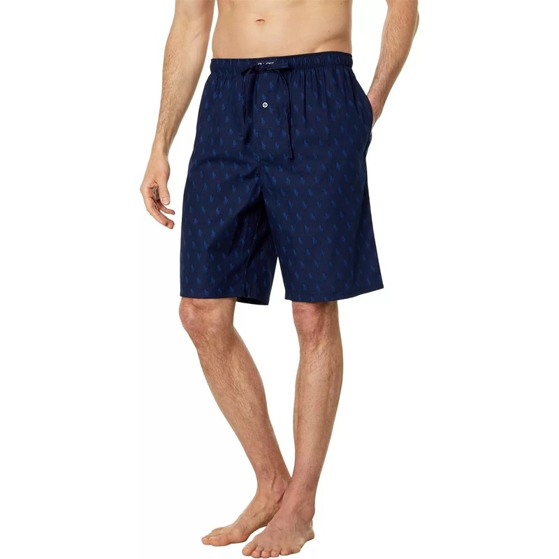 POLO RALPH LAUREN All Over Pony Print Sleep Shorts Large Cruise Navy Blue