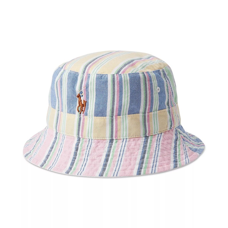 POLO RALPH LAUREN Men's Cotton Twill Bucket Hat Large / XL Blue Pink