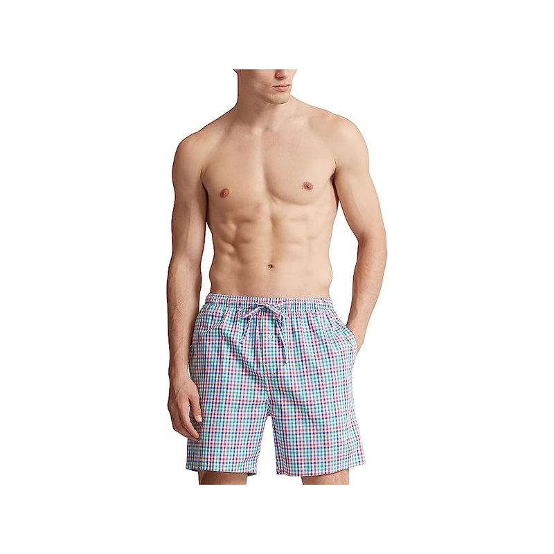 Polo Ralph Lauren Men's Cotton Woven 6 Inch Pajama Shorts Blue Plaid Small