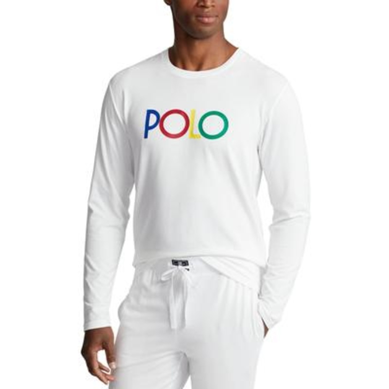 Polo Ralph Lauren Men's Logo Long Sleeve Sleep Pajama Shirt White Large