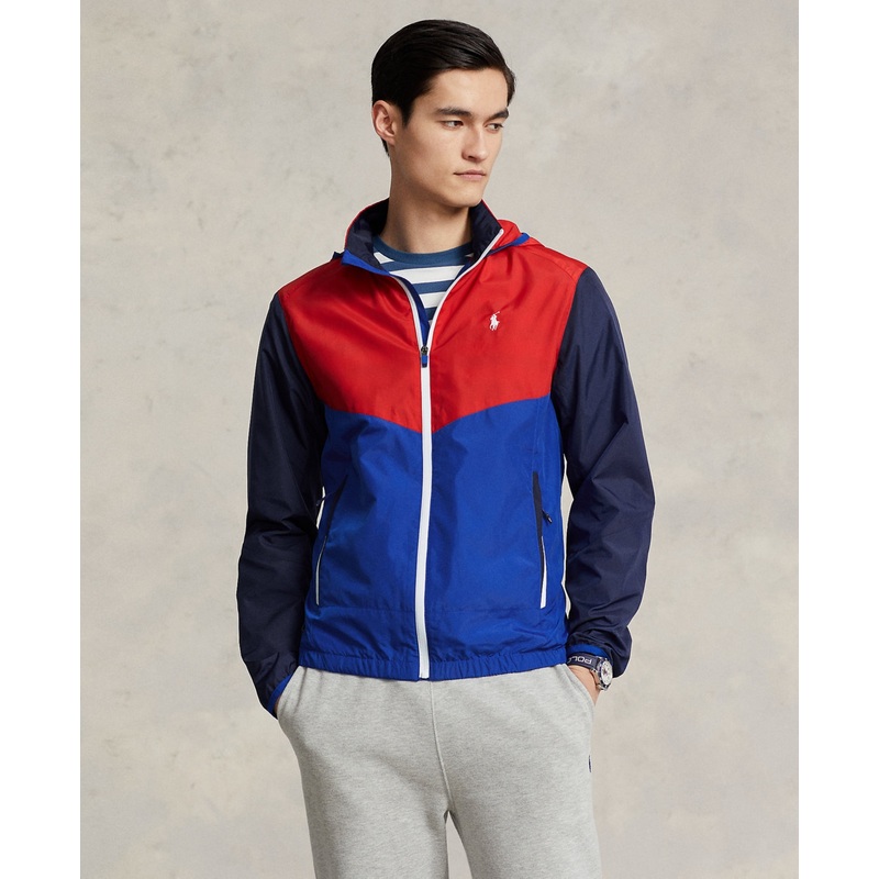 Polo Ralph Lauren Mens Color-Blocked Water-Repellent Ripstop Jacket XXL Blue Red