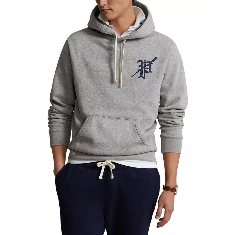 Polo Ralph Lauren Mens Fleece Graphic Hoodie Sweatshirt Large Grey