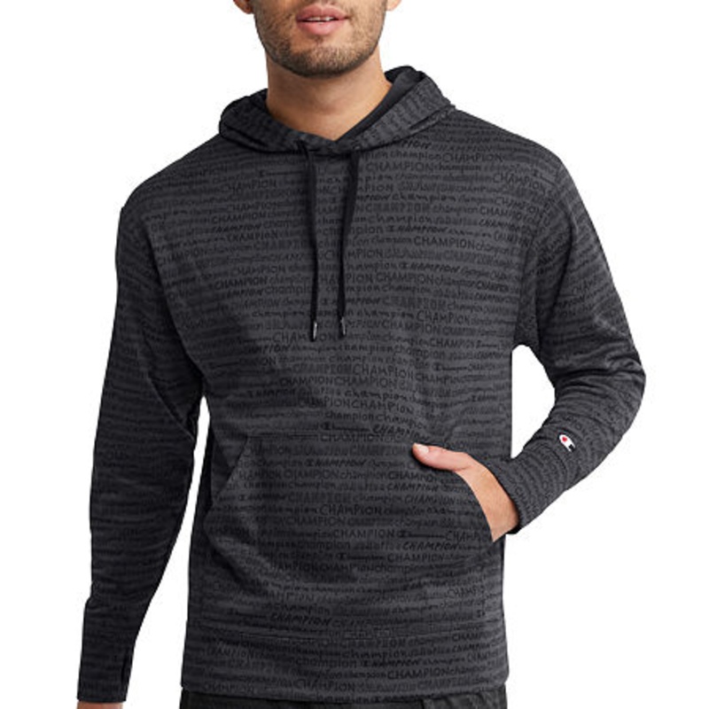 Champion Men's Aop Game Day Long Sleeve Stretch Hoodie Sweatshirt Grey Small