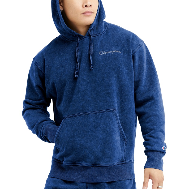 Champion Men's Pullover Acid Athletic Hoodie Sweatshirt Navy Blue XXL