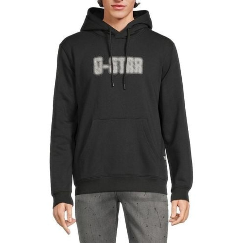 G-Star RAW Men's Logo Hoodie Sweatshirt Medium Black Shadow Made in Italy