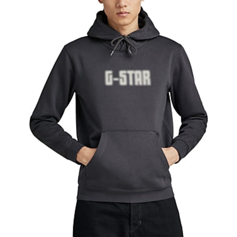 G-Star RAW Men's Logo Hoodie Sweatshirt XL Black Shadow Made in Italy