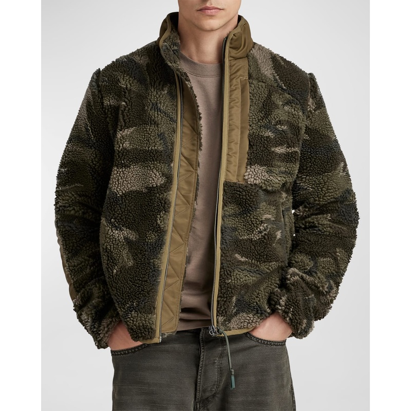 G-star Raw Mens Zip Front Fleece Jacket Medium Sniper Camo Green