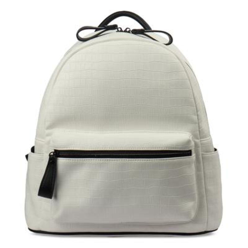 International Concepts Mens Embossed Faux Leather Backpack White Black