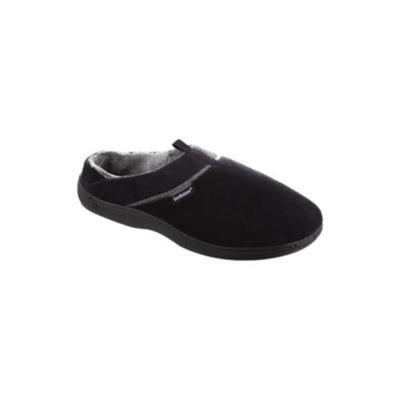 Isotoner Jared Mens Fleece Slip on Slide Slippers Black XXL 13 to 14