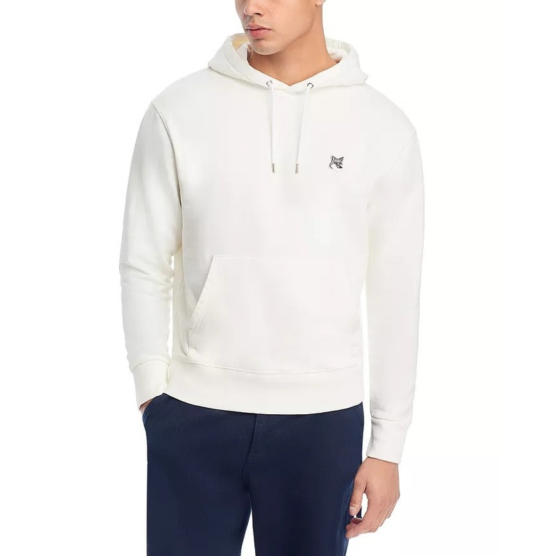 Maison Kitsune Gray Fox Head Patch Hoodie Sweatshirt Medium White